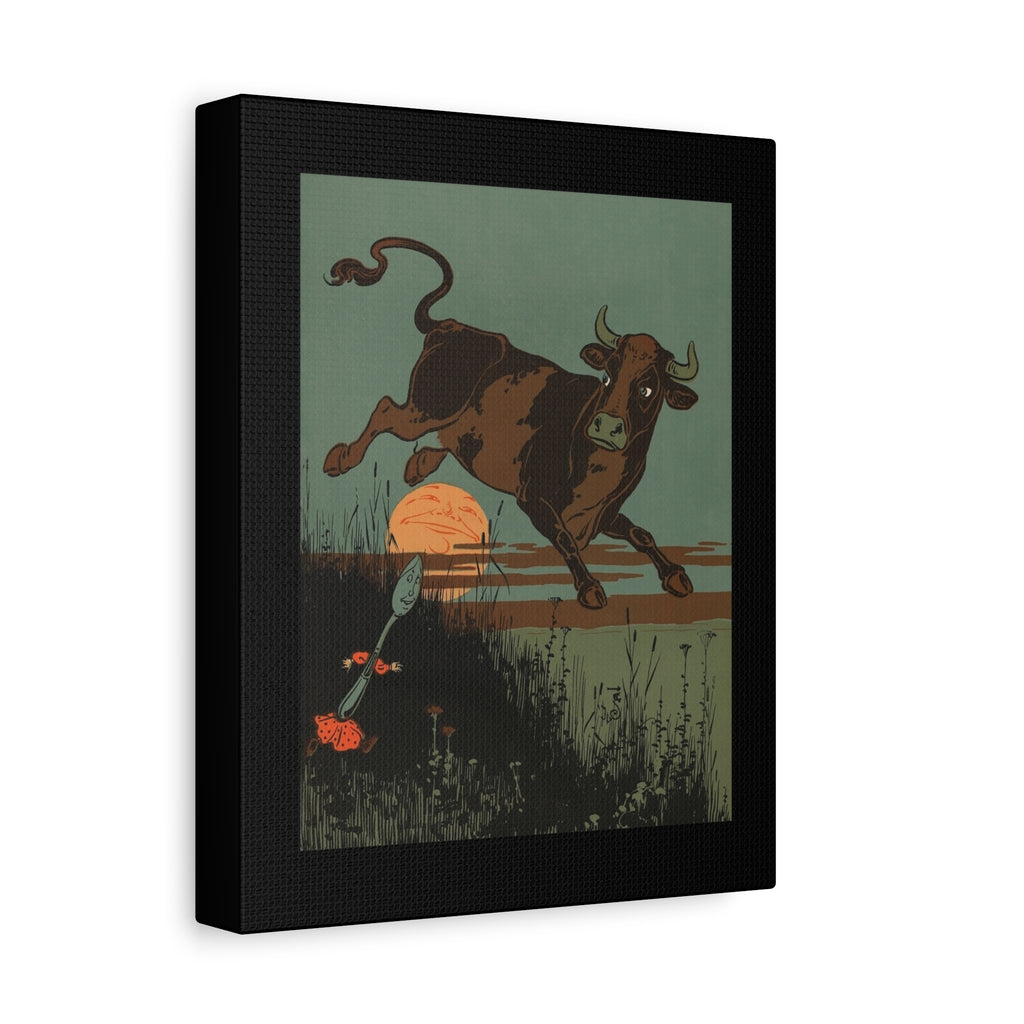 Hey Diddle Diddle - Cow with Spoon Canvas Wall Art