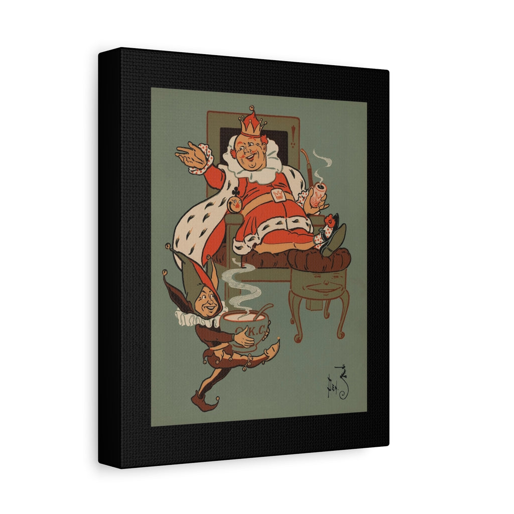 Framed artwork of Old King Cole and a jester from Denslow's Mother Goose.